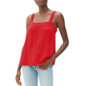 100% Cotton Michael Stars Red Tamara Square Neck Tank w/Adjustable Straps-Medium